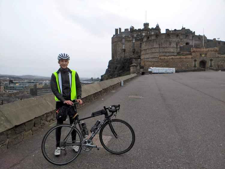 Ollie outside Edinburgh Castle