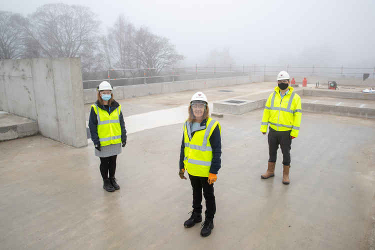 (left to right) Louise Dawson (The Christie charity), Lorraine Johnson (Christie patient and fundraiser) and Darren Bugg (head of capital at The Christie).