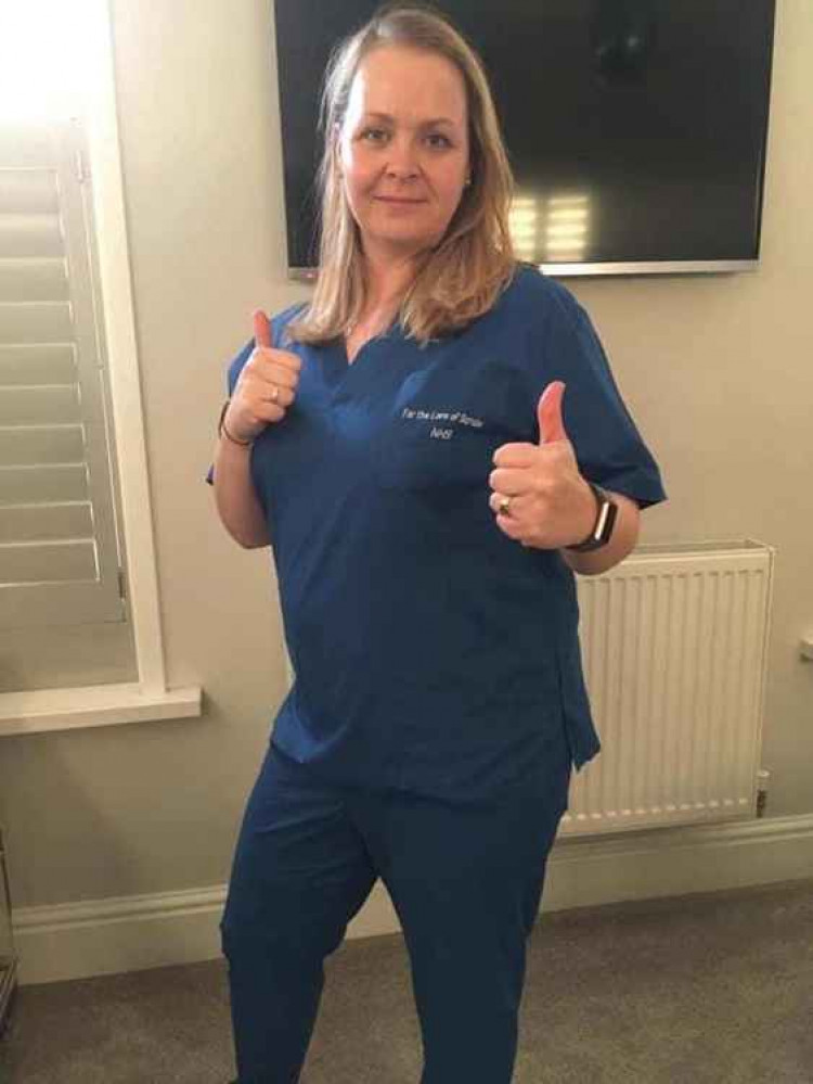 Rachel Slater sporting her scrubs last year.