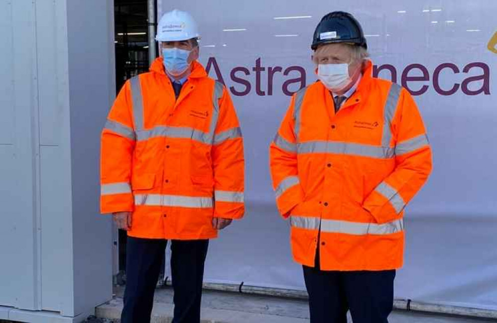 Boris Johnson on a visit to Macclesfield's AstraZeneca campus today (Tuesday)