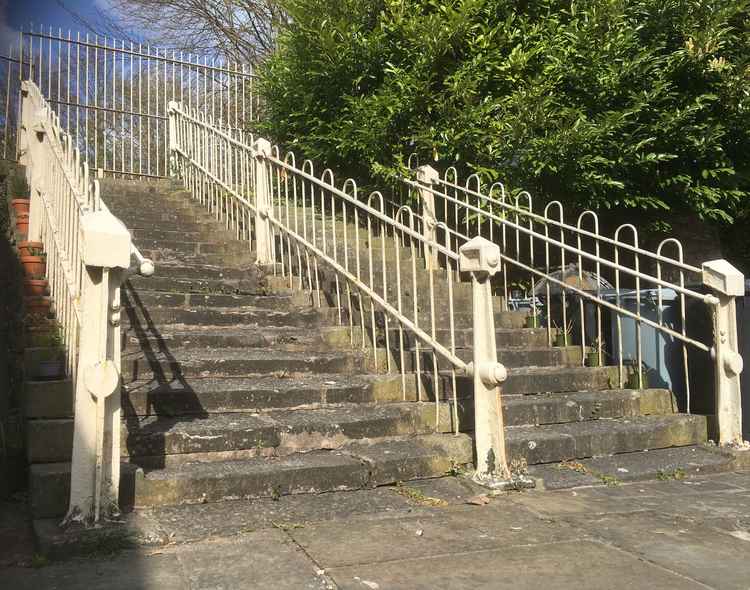 The current tenants of the adjacent properties have put plants on The Dams Steps to make them look nicer.