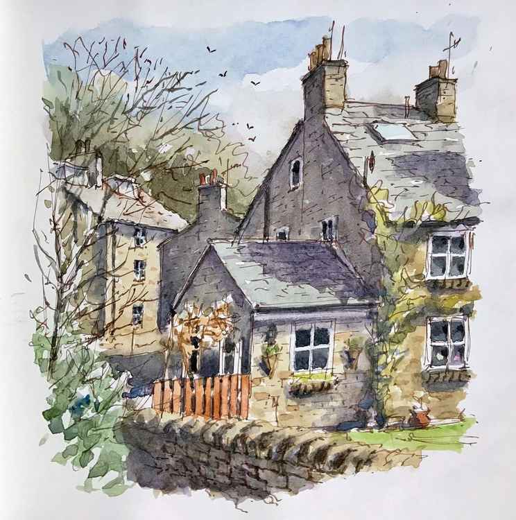 This April sketch entitled 'Sunshine in Bollington - a view from Palmerston Street looking across to houses on Queen Street', has almost 4000 likes. (Credit - @davidsteedenart)
