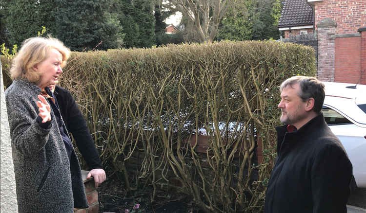 The Labour candidate is pictured here listening to local residents and their concerns on the '20 is plenty' policy and traffic in town - taken in Central Ward Macclesfield.