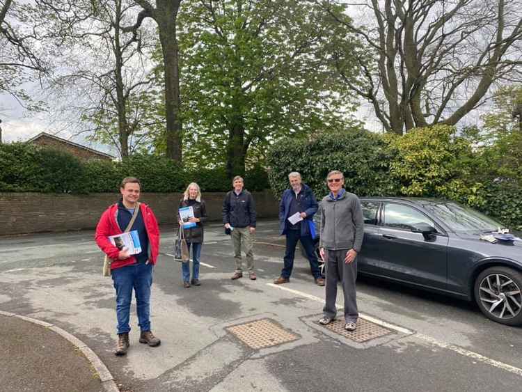 The pair (left and right) have earned the support of Macclesfield MP David Rutley (centre). (Image - Bollington Conservatives)