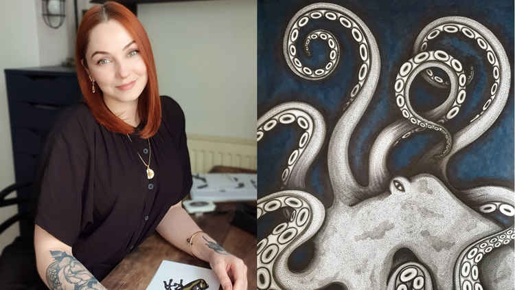 This Mum quit her comfortable job at Arighi Bianchi, to earn a living off her art. Her Octopus image entitled 'The Deep' has almost 1,000 likes online. (Credit - Eleanor Blackwork / @eleanorblackworkart)