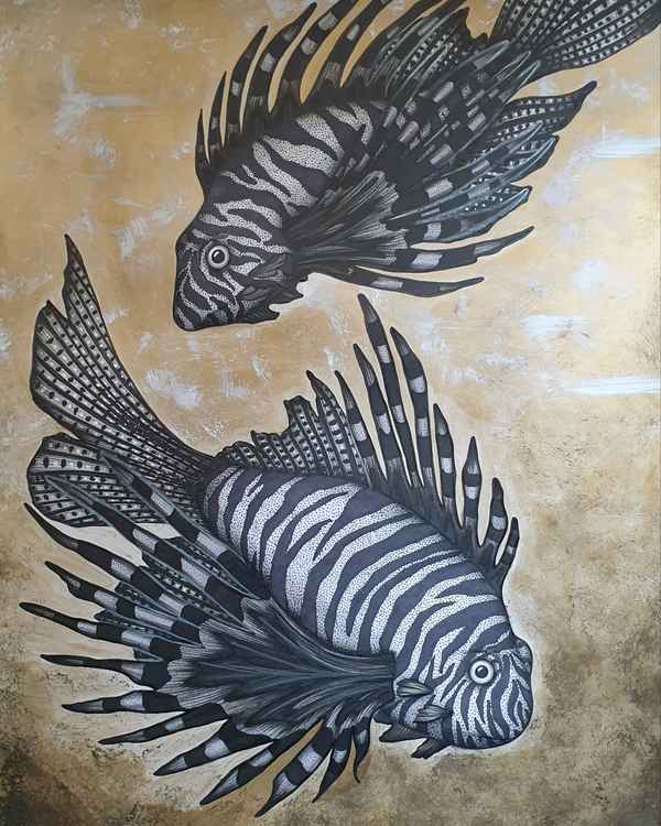 The lionfish are under significant threat from plastic pollution. Eleanor's sketches of them have received over 700 likes on Instagram. (Credit - Eleanor Blackwork / @eleanorblackworkart)