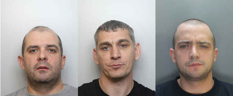 Alan Dunwoody, Mark Strutt and Ryan Dunwoody. Three of the men put in prison for the local car thefts. 23-year-old Mark Ford, (not pictured) was also sentenced. (Image - Cheshire Constabulary)