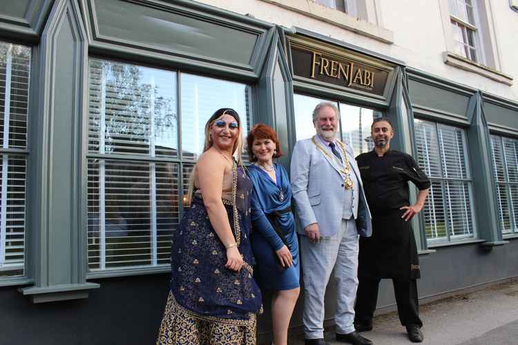 Left to right: Frenjabi Front-of-house manager Andrea Frappietri, Mayoress Natalia Belinskaya, Macclesfield Mayor Cllr David Edwardes and FrenJabi founder Rav Khangura.