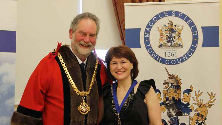 Macclesfield's new Mayor Independent Cllr David Edwardes, with his wife Natalia, who is Russian. She will be the Mayoress for David's term as Mayor of Macc.