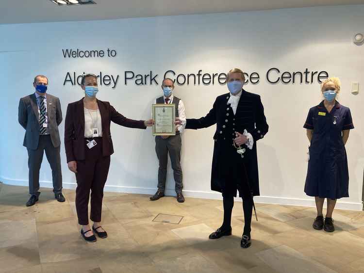 Pictured above from left to right: East Cheshire NHS Trust CEO, John Wilbraham, Senior Operations Manager, Alexandra Mayor, Lead Pharmacist Andrew Wightman, The High Sheriff of Cheshire, Robert Mee, Unit Manager, Sarah Brocklehurst. (Image - East Cheshire