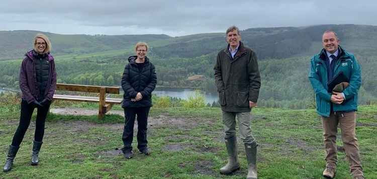 Macclesfield MP David Rutley (third from left), pictured with United Utilities representatives at Macclesfield Forest. (Credit - United Utilities)