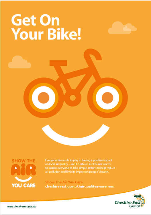 Cycling is recommended to reduce air pollution. Cheshire East Council encourages the public to change their habits on June 17 for Clean Air Day, and possibly change their routine and better impact air quality forever. (Image - Cheshire East Council)