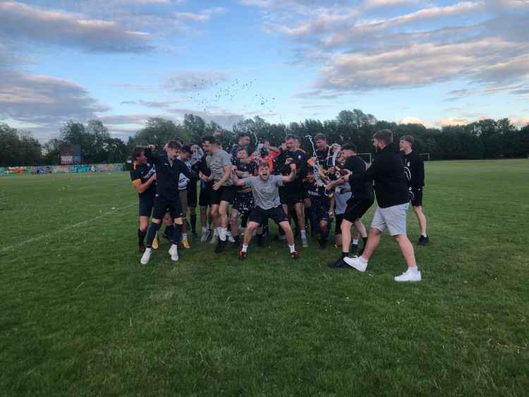 Bollington saw off thirteen other clubs and topped the Altrincham & District Amateur Football League. (Credit - Bollington FC)