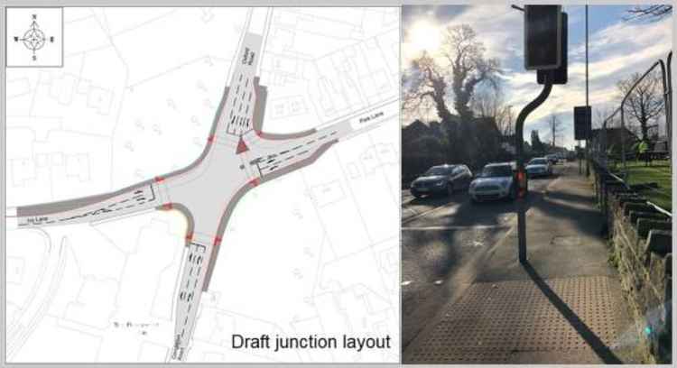 The £5 million Flowerpot junction proposed plan merged with current view. (Image - Cheshire East Council)