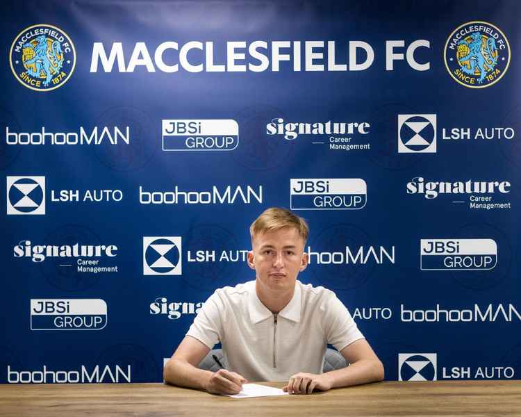 Goalscorer Kieran Curtis has agreed terms ahead of the 2021/22 season. The length of his deal with Macclesfield FC is unknown. (Credit - Macclesfield FC)