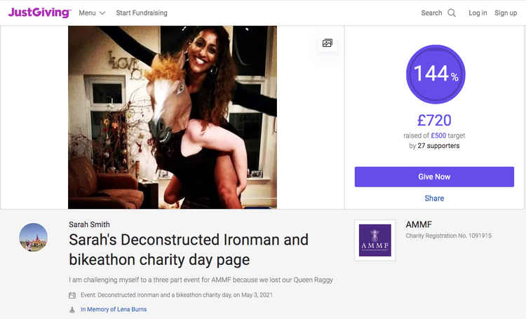 You can find the justgiving page which has already raised £720 on the link below, or by googling 'Sarah's Deconstructed Ironman and bikeathon charity day'.