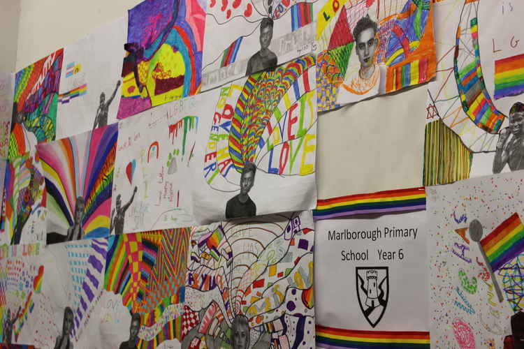 LGBTQ+ icons were included in children's artwork, such as Tom Daley and Miley Cyrus.