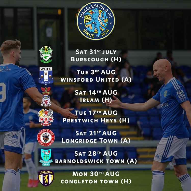 The opening league games for Macclesfield FC. Ben could be first-choice goalie for all of them. (Image - Macclesfield FC / @thesilkmen)