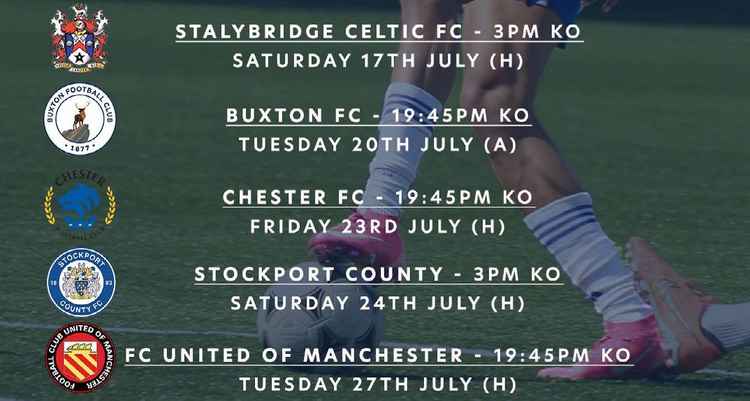 The Macc game at the Wigan suburb will be followed by these pre-season fixtures.