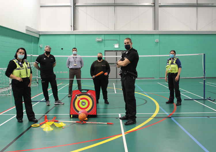 PCSO Penny Probin, Keith Rogers Everybody's Youth Participation & Talent Lead, Richard Jones Crewe Lifestyle Centre General Manager, Rachel Blackham Everybody's Active Holidays Activator, PC Josh Daly and PCSO Lorraine Meggs. (Image - Everybody)