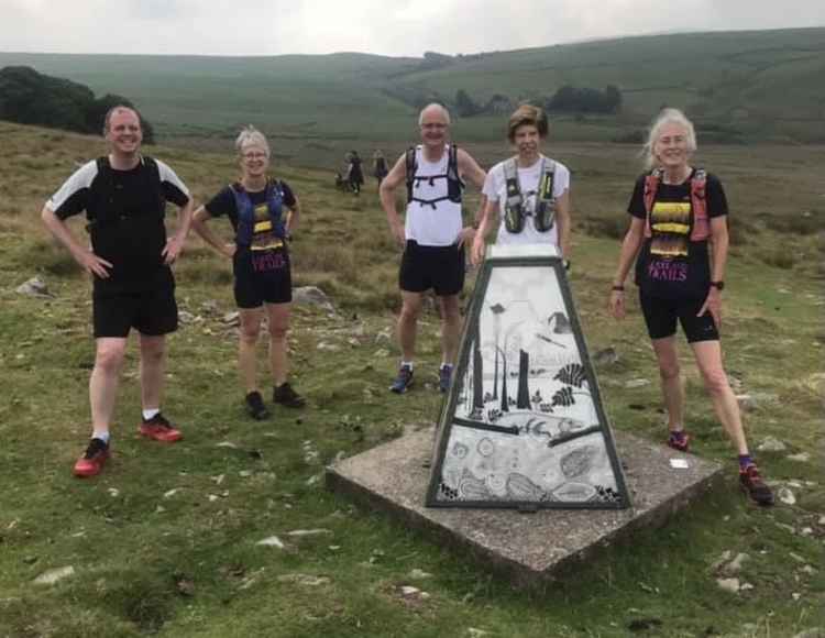 Some of the Bollingtonian's at Trig Point on Kerridge Ridge. (Credit - The Bridgend Centre Bollington)