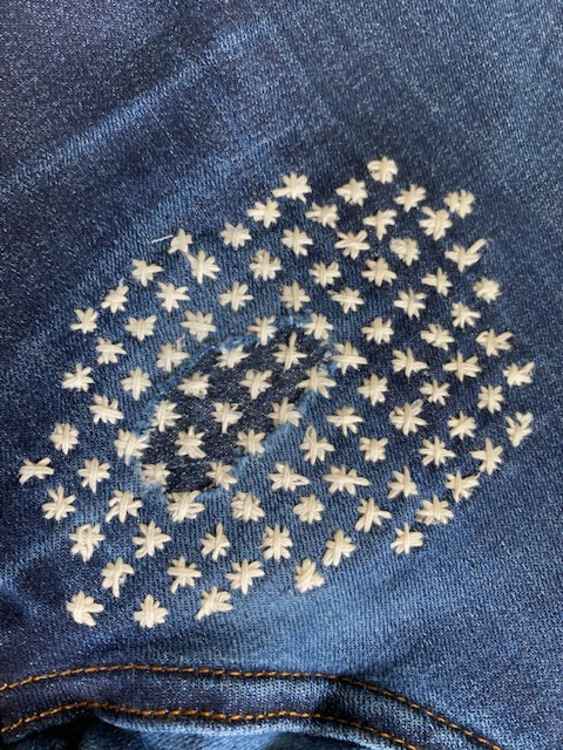 In addition to textile mending, the initiative also hopes to bring alternative textile methods to spruce up items while fixed. Here is a pictured Japanese technique called Sashiko. (Photo - Libby Rous)