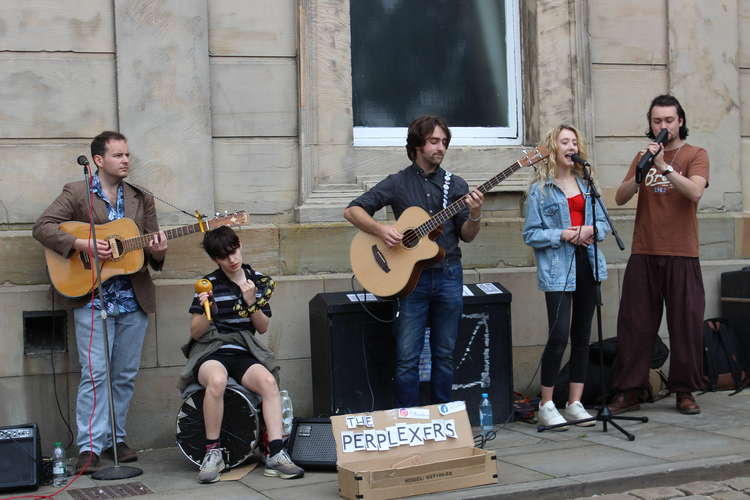 New band The Perplexers, who formed virtually in lockdown, got to play their first show in Macclesfield last Treacle Market.