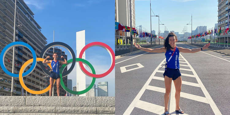 Macc fighter Karriss is nicknamed 'The Bomber'. Here she is pictured in the Tokyo 2020 Olympic Village. (Image - @Karriss_Artingstall)