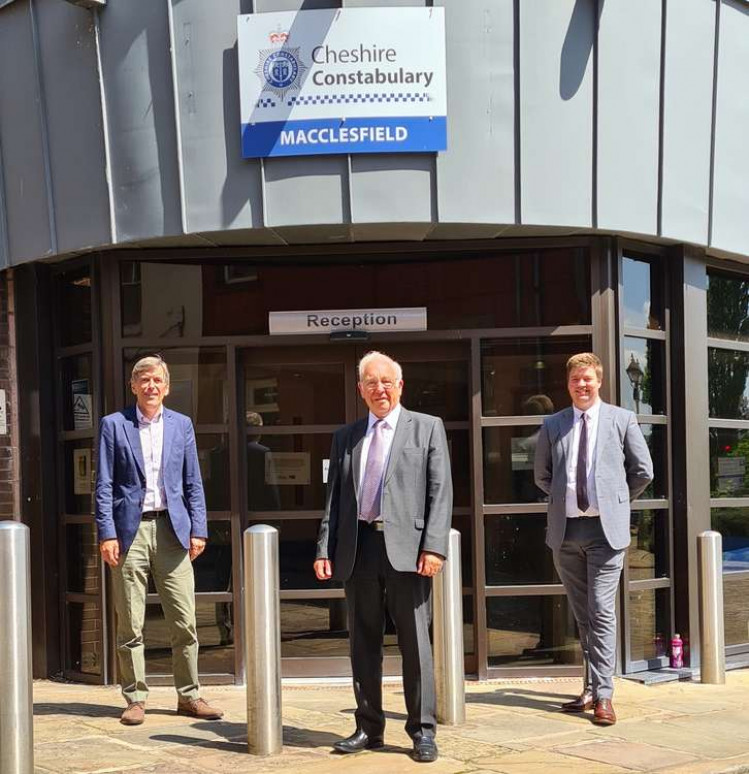 Left to right: David Rutley MP, John Dwyer, Police and Crime Commissioner for Cheshire, and David McNeilage, Deputy Police and Crime Commissioner. (Image - David Rutley MP)