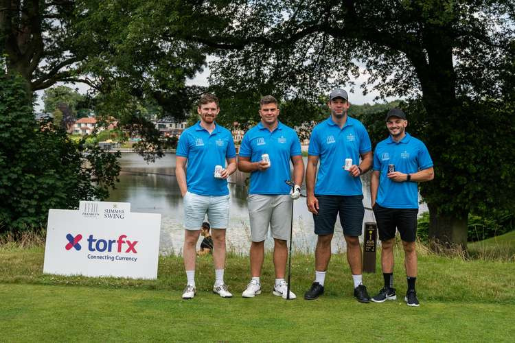 Macc scrum half Will Cliff (left) was one of the guests, here he is pictured with his Sale Sharks teammates.