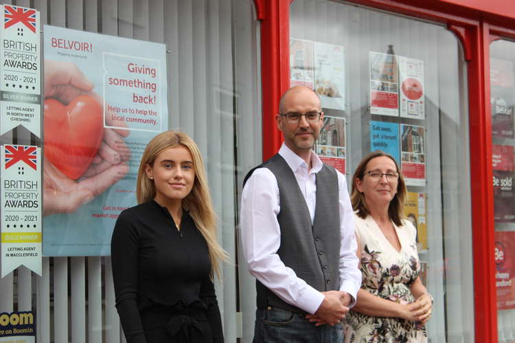 Belvoir Macclesfield: Managing Partners Barry Crooks (centre) and Winnie Crooks (right). They have also employed Tash (left) via the Kickstart scheme.