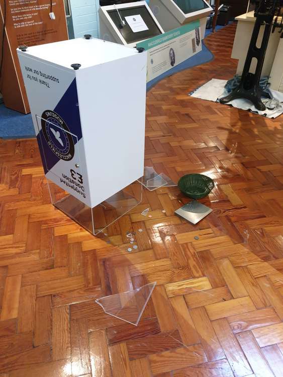 The donations box was also smashed in, with thieves stealing petty cash, which would've gone a long way for the Macclesfield museum.