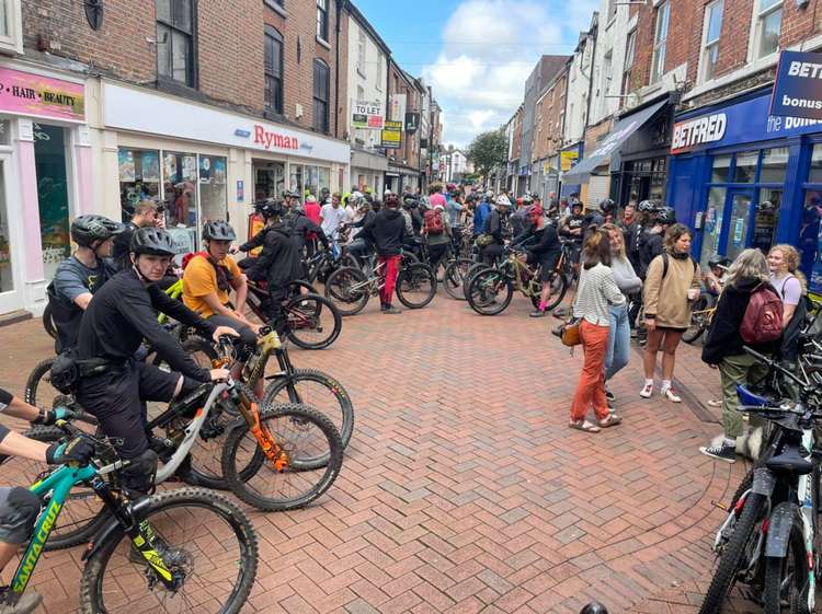 A huge bikeride to Macclesfield Forest was held at the weekend to raise awareness for the 'Save the Lord' campaign. Here are cyclists pictures outside their Chestergate site.  (Image - Lord of the Pies / @LordofthePiesGB)