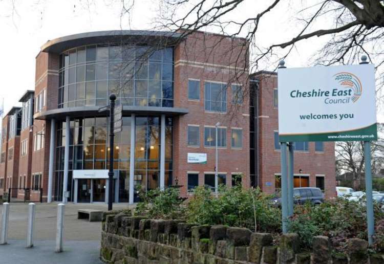 The meeting took place at Westfields, Cheshire East Council's Sandbach headquarters, with the three committee members present in the building and local residents attending virtually.