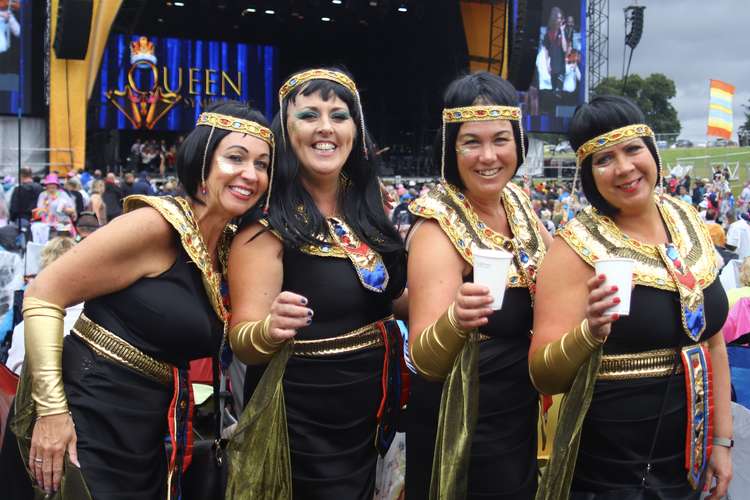 These local festival-goers dressed up in tribute to The Bangles 1986 hit 'Walk Like An Egyptian'. (Image - Duncan Cowley)