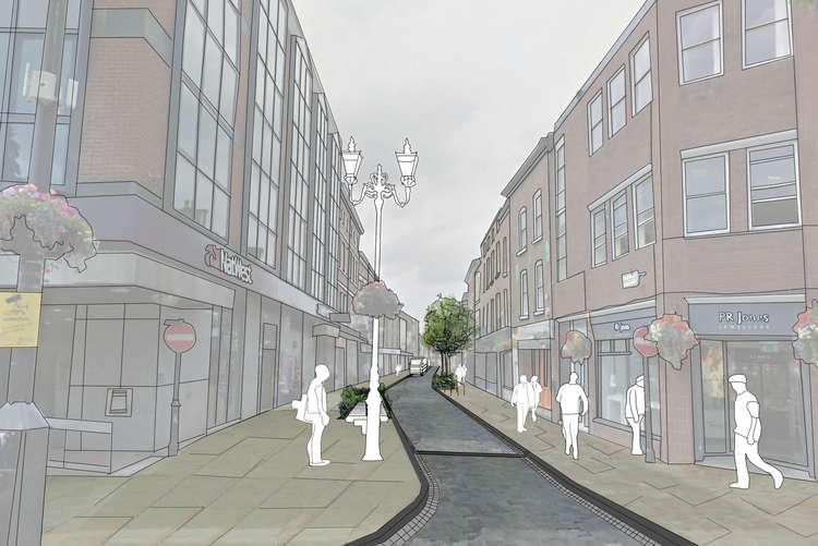 Fancy new paving with local stone is planned for Chestergate West. (Image - Cheshire East Council)