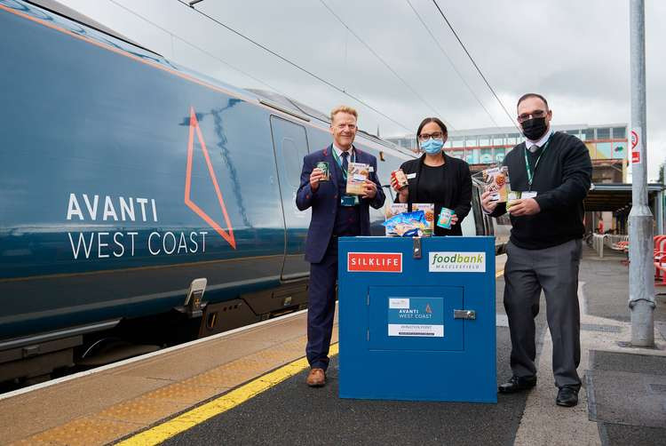 Avanti representatives Andy Stokes-Owen and Laura Harper met with Silklife Foodbank Manager Dan Blackman. (Image - Avanti West Coast)