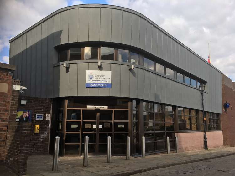 Macclesfield Police station on Brunswick Street, off've Market Place.