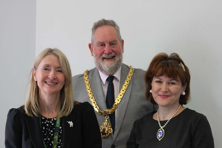 Registrar Julie, who confirmed Natalia's citizenship, pictured with Macclesfield's Mayor and Mayoress.