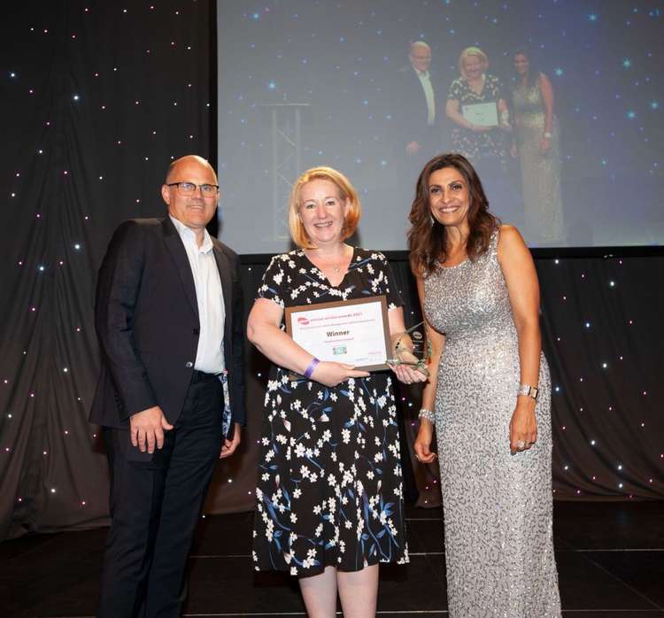 Triumph for Macc's waste collectors: In ANSA's award picture are Mark Gallimore (Go Plant Fleet Services Ltd Commercial Director), Amanda Wagg (Communications Manager for Ansa) and Sameena Ali-Khan (award presenter and media personality)