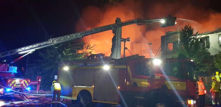 Cheshire Fire and Rescue staff of Bollington Fire Station see to a fire in 2020. (Image - Bollington Fire Station)