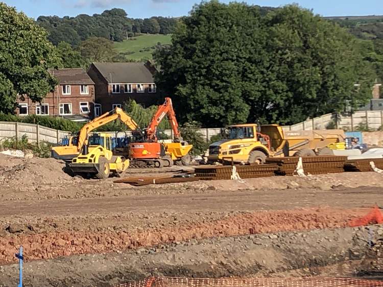 Construction on the Barracks Mill site taking place last Friday.