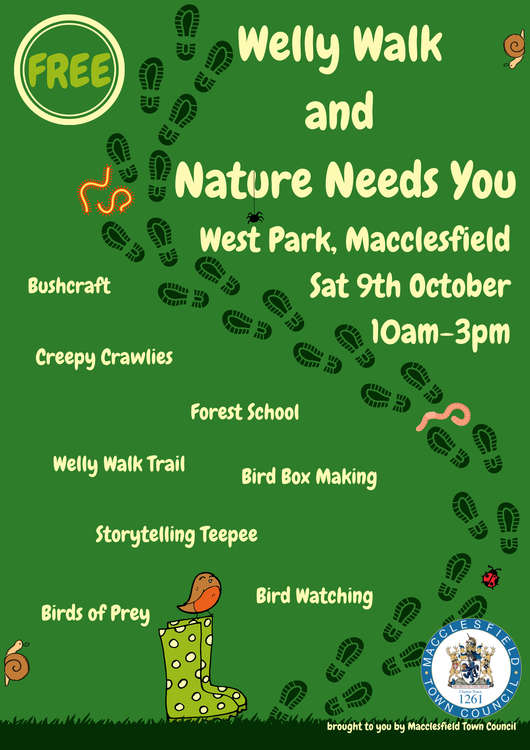 Macclesfield: The Welly Walk and Nature Needs You poster for this weekend's event.