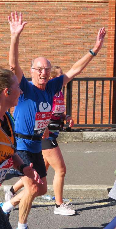 The Broken Cross resident looked elated as he registered a time of five hours and 20 minutes in Sunday's London Marathon.