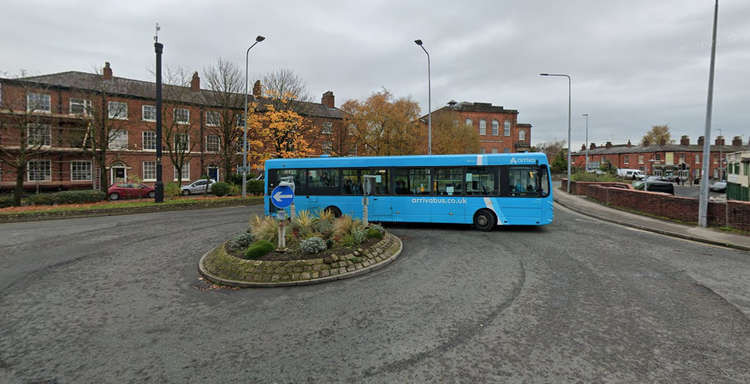 Macclesfield's Park Lane and Churchill Way roundabout, with looking ahead to Sunderland Street. This is where the crashed car was travelling to. (Image - Google)