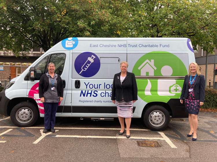 Pictured from left to right: Discharge Lounge Support Worker, Claire Court, Trust Chairman, Lynn McGill and Director of Nursing and Quality, Kate Daly-Brown.