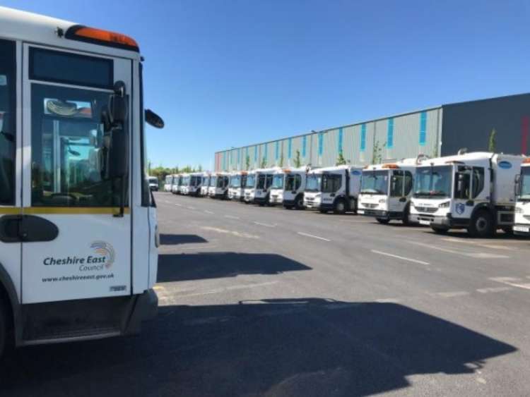 The Ansa depot at Middlewich, where vehicles make the 17 mile trip to Macclesfield every Thursday.