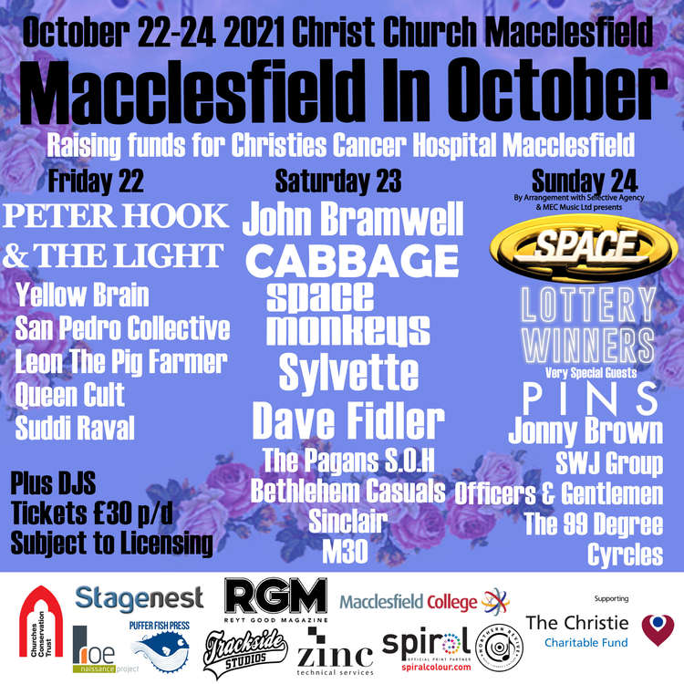 The full line-up for the Macclesfield music event.