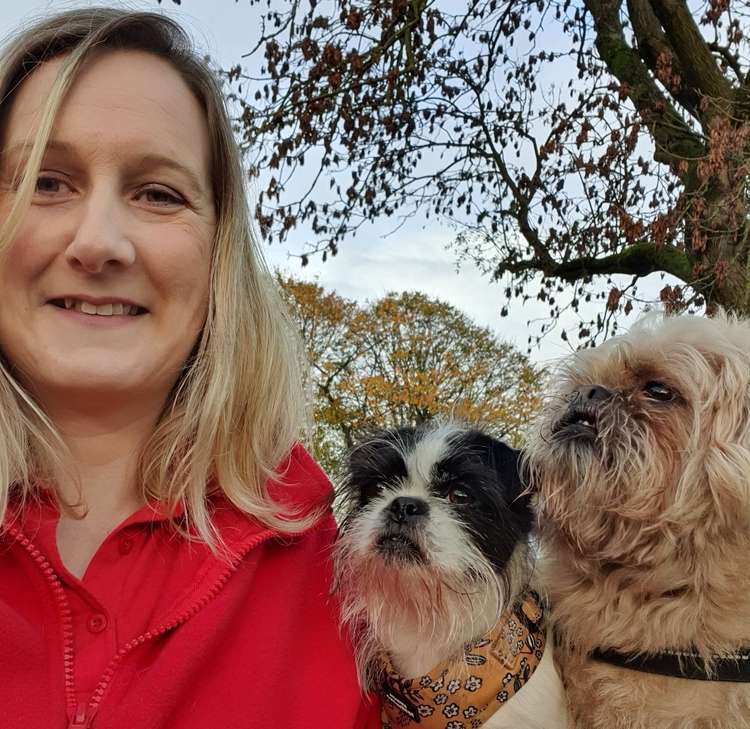 Yvonne Jones with her pets Chewie and Indiana.