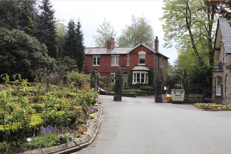 The entrance of Macclesfield Cemetery and Crematorium, looking out onto Prestbury Road.